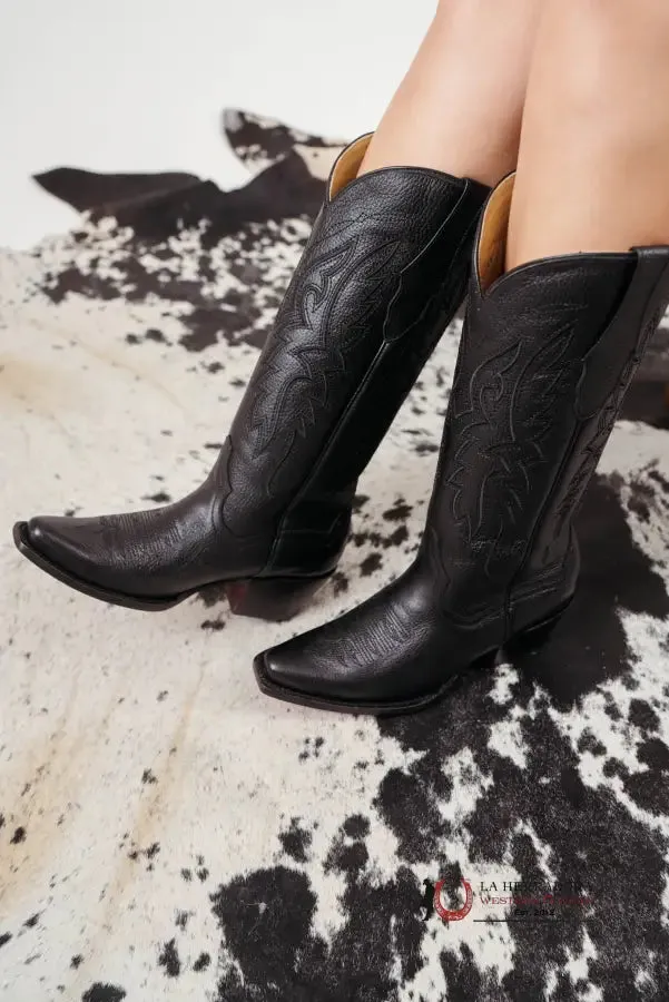 ALEXA CLON VENADO NEGRO OVAL RED BOTTOM BOOT