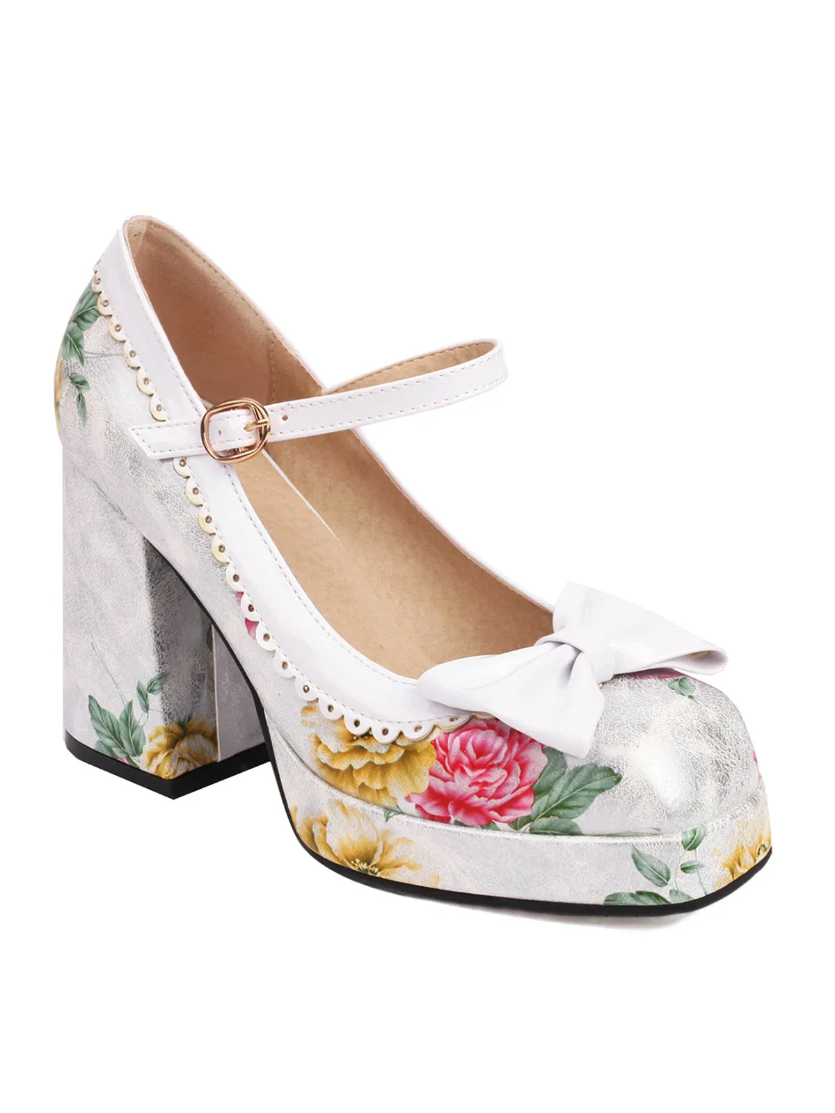 Bowknot Floral High Heel Shoes