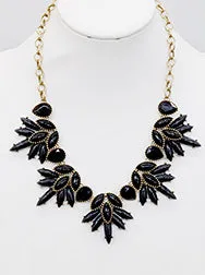 Clara Black Flower Statement Necklace