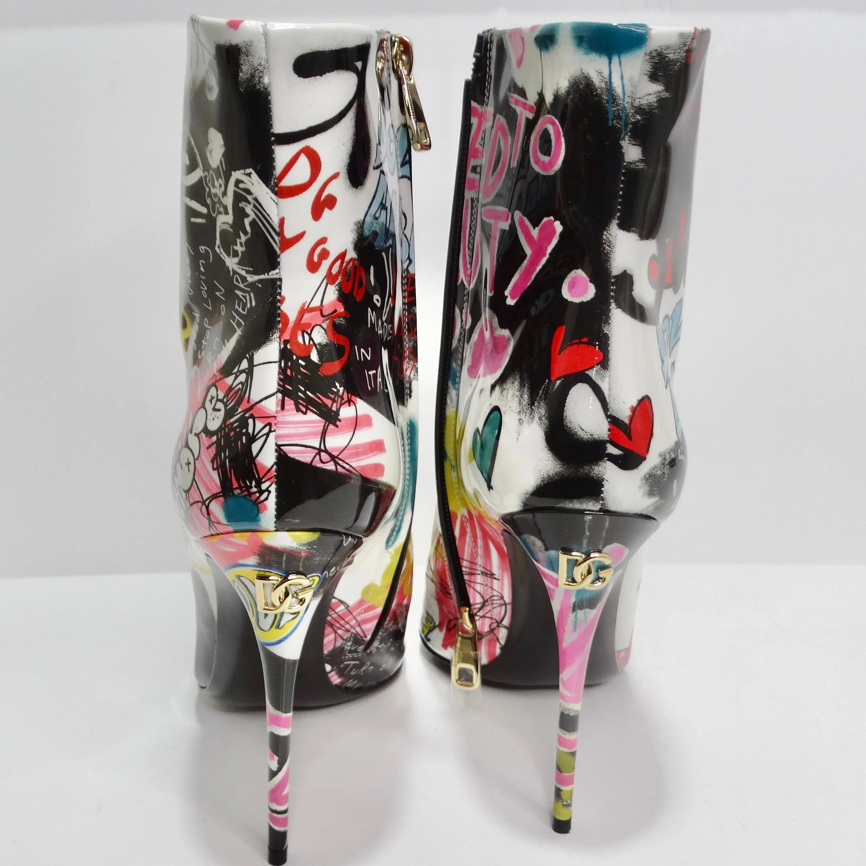 Dolce & Gabbana Graffiti Print Ankle Boots