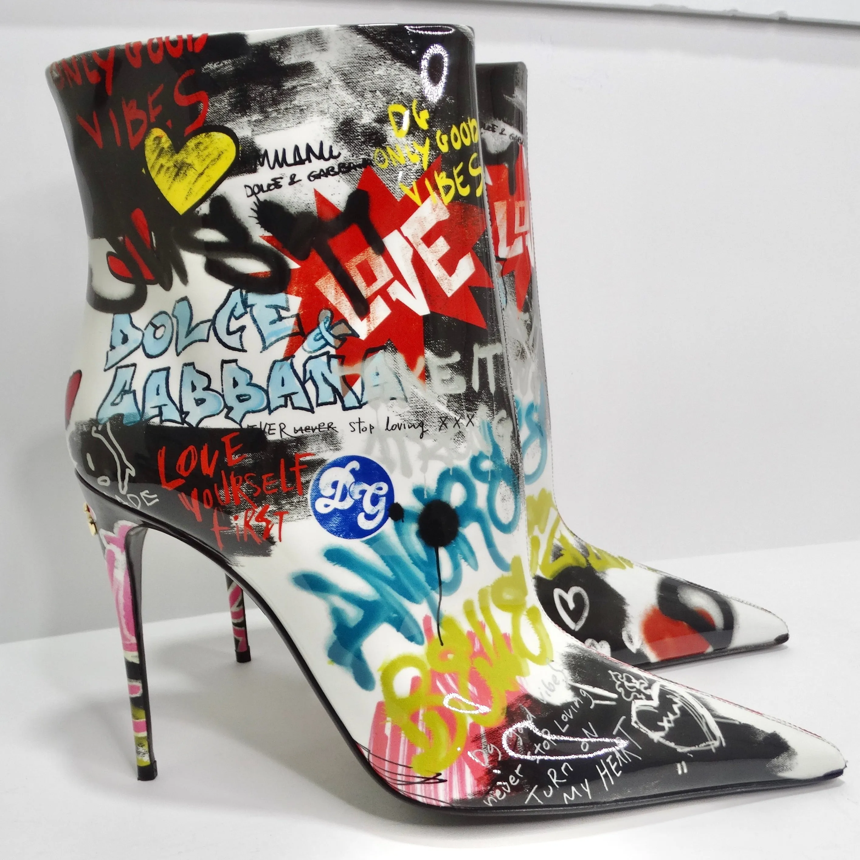 Dolce & Gabbana Graffiti Print Ankle Boots