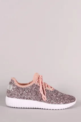 Encrusted Sparkling Glitter Lace Up Rigged Sneaker