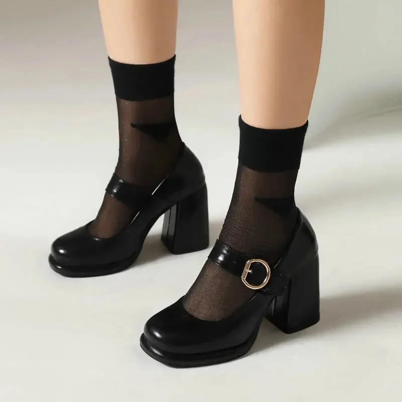 Funki Buys | Shoes | Women's Chunky High Heel Mary Janes