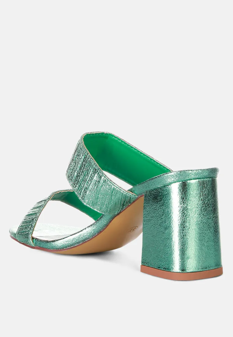 Giblet Metallic Slip On Block Heels