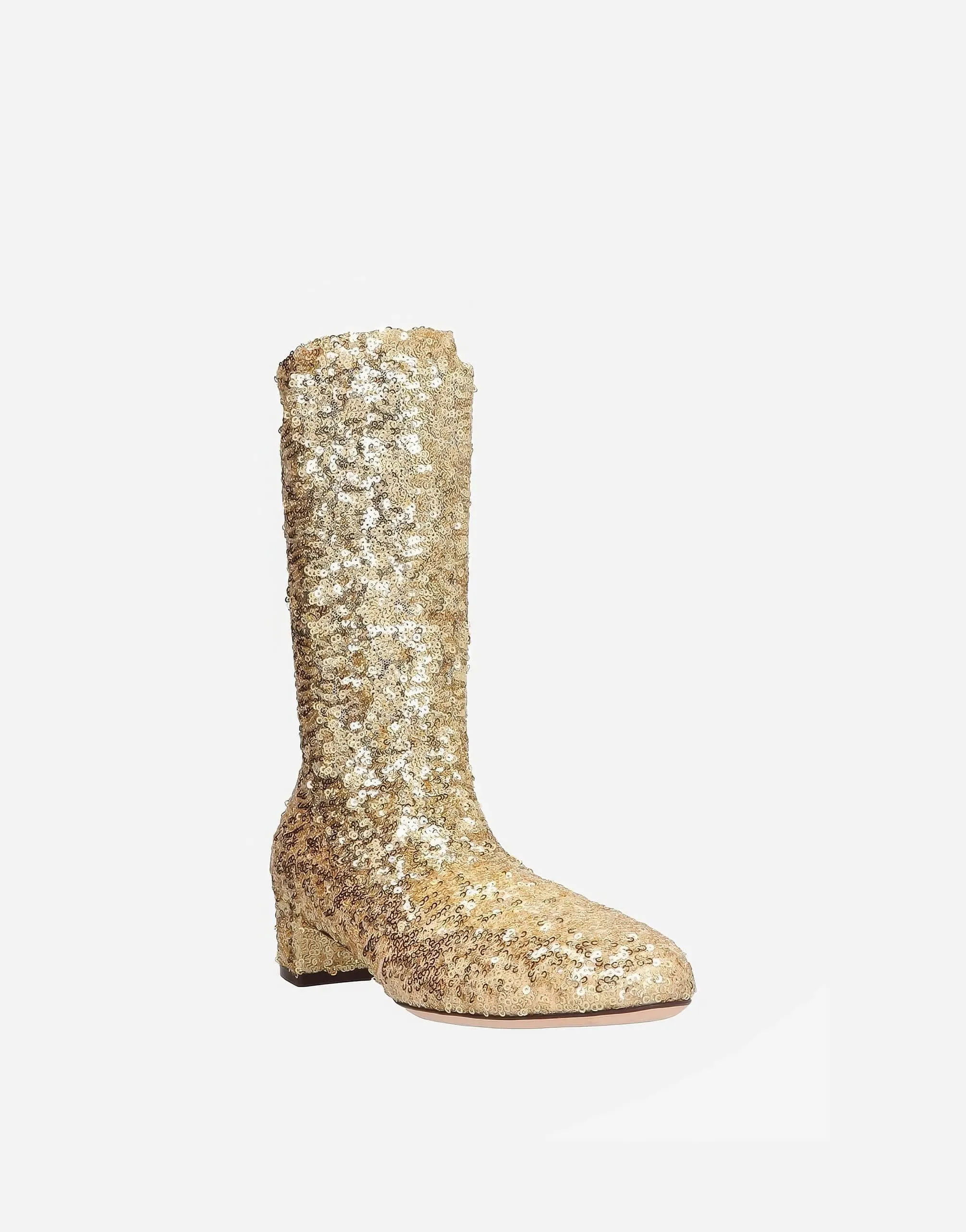 Gold Sequined Stretch Boots