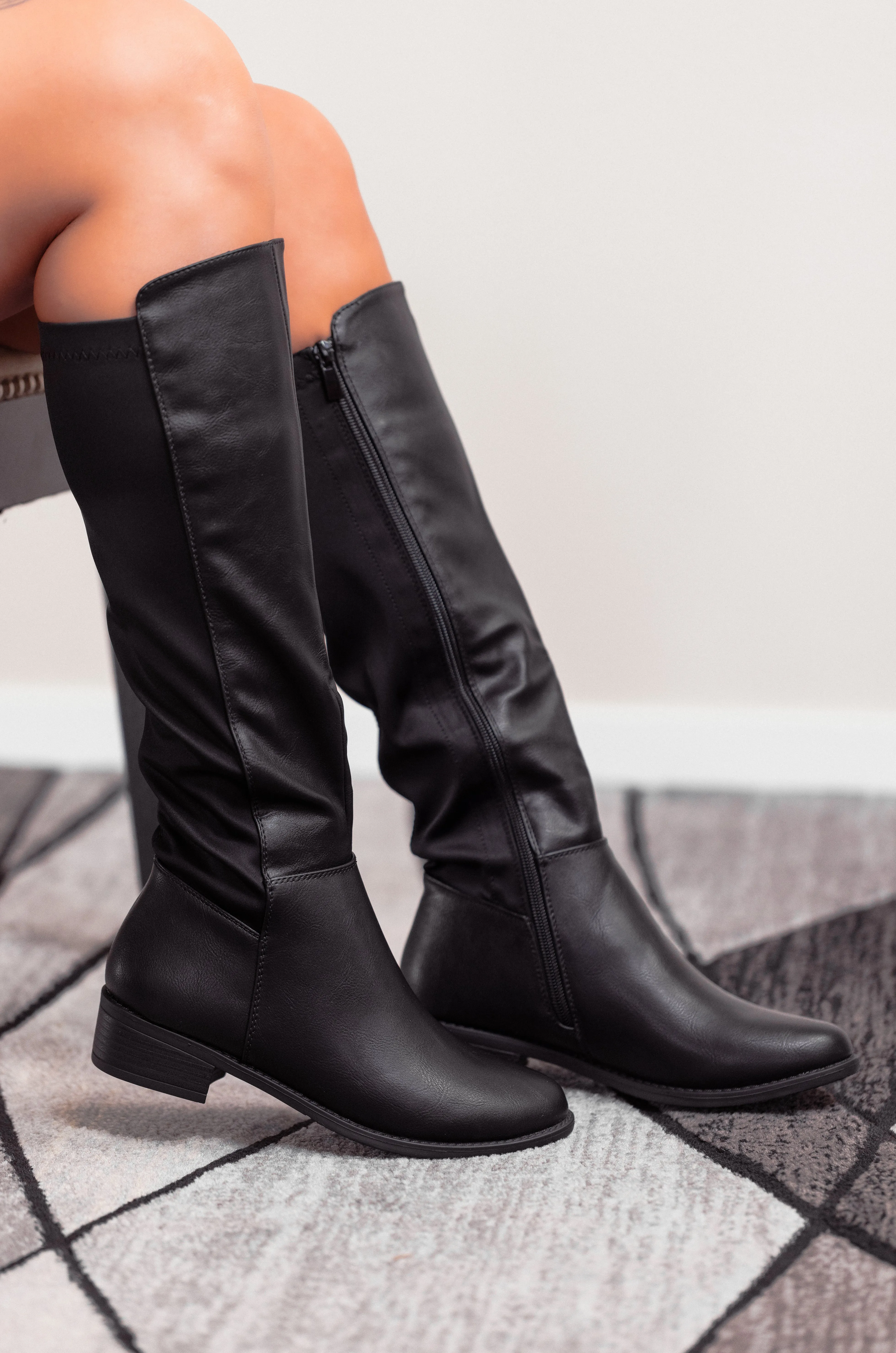 Harmony - Women's Wide Calf Friendly Knee High Mid Heel Boots