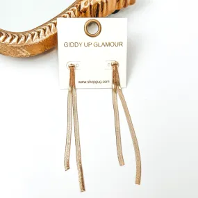 Herringbone Chain Drop Earrings in Gold Tone