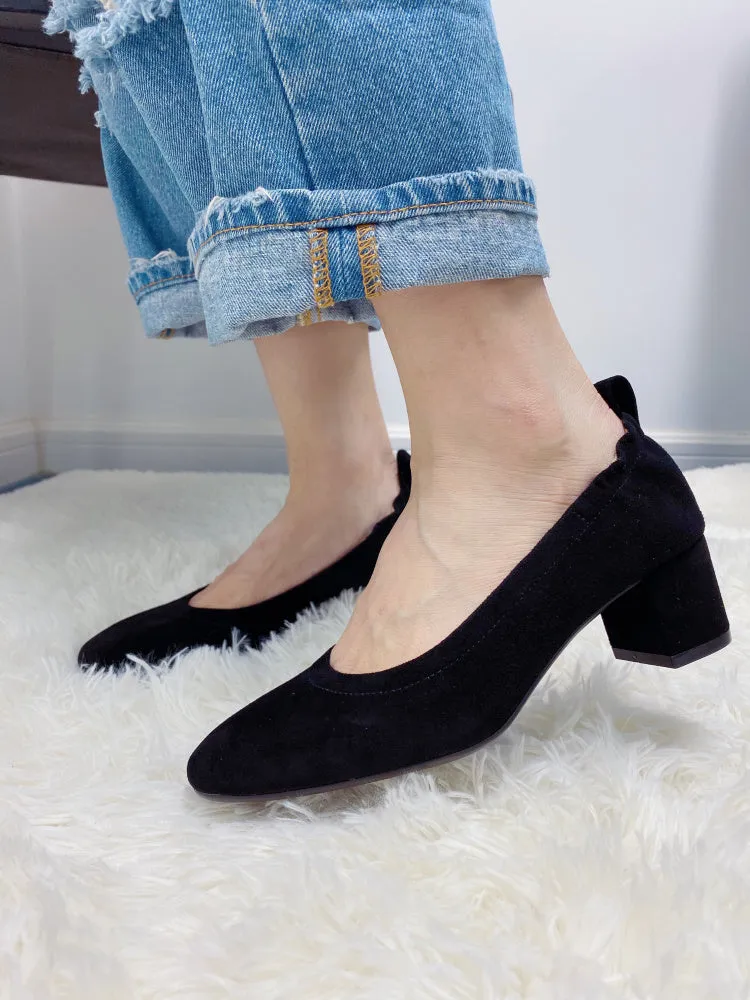 LUXE SEVEN DESIGN WIDE FIT BLOCK HEELED SHOES