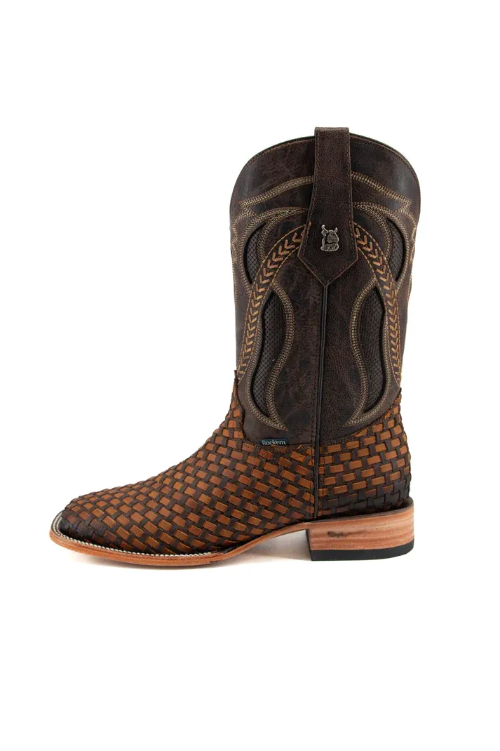 Men's ROCK'EM Leather Basket Weaved Western Boot