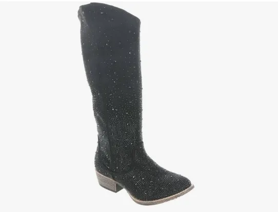 #P931 CRYSTAL WIDE CALF BOOTS