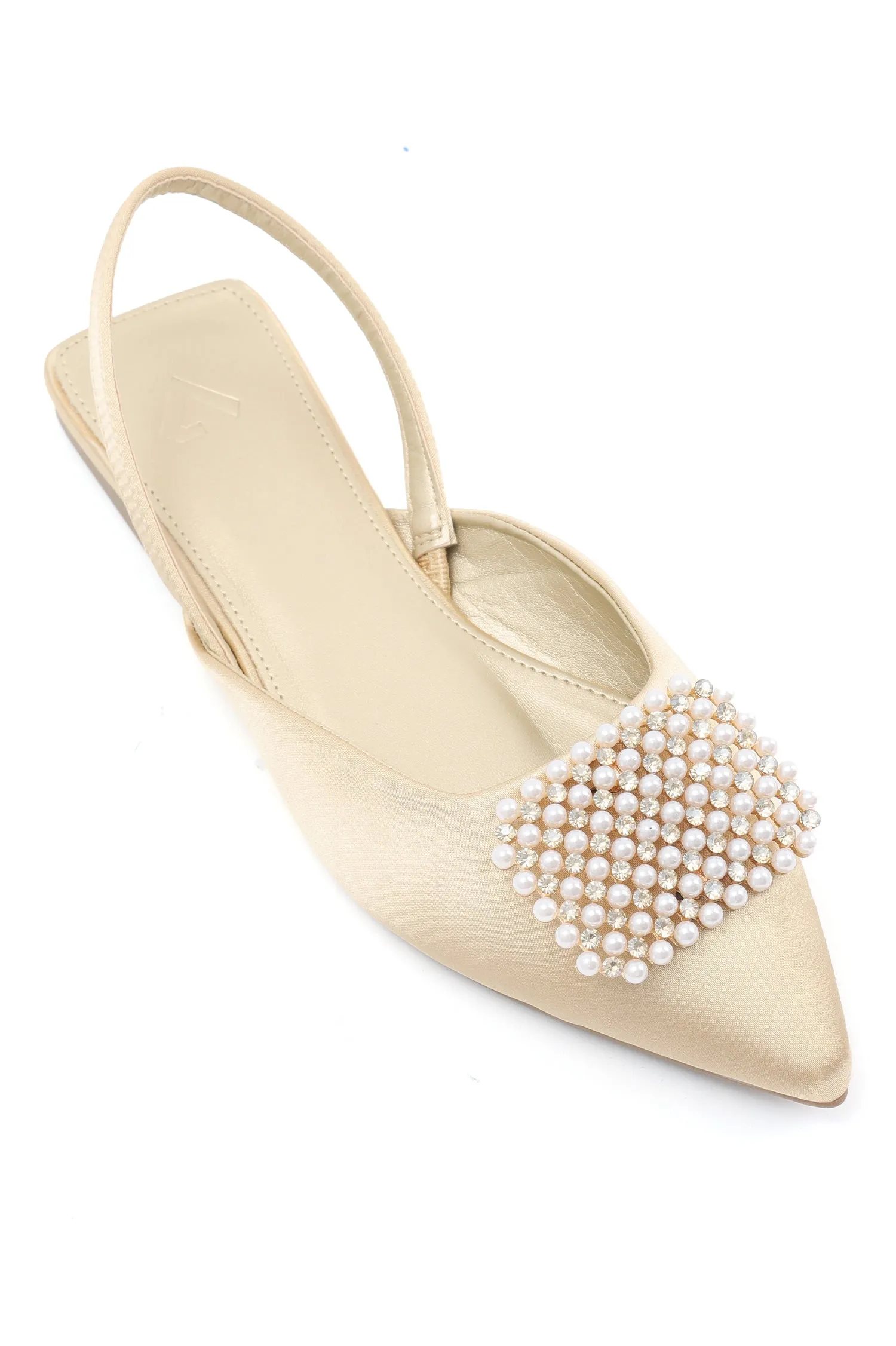 PEARL EMBELLISHED FLATS-GOLD