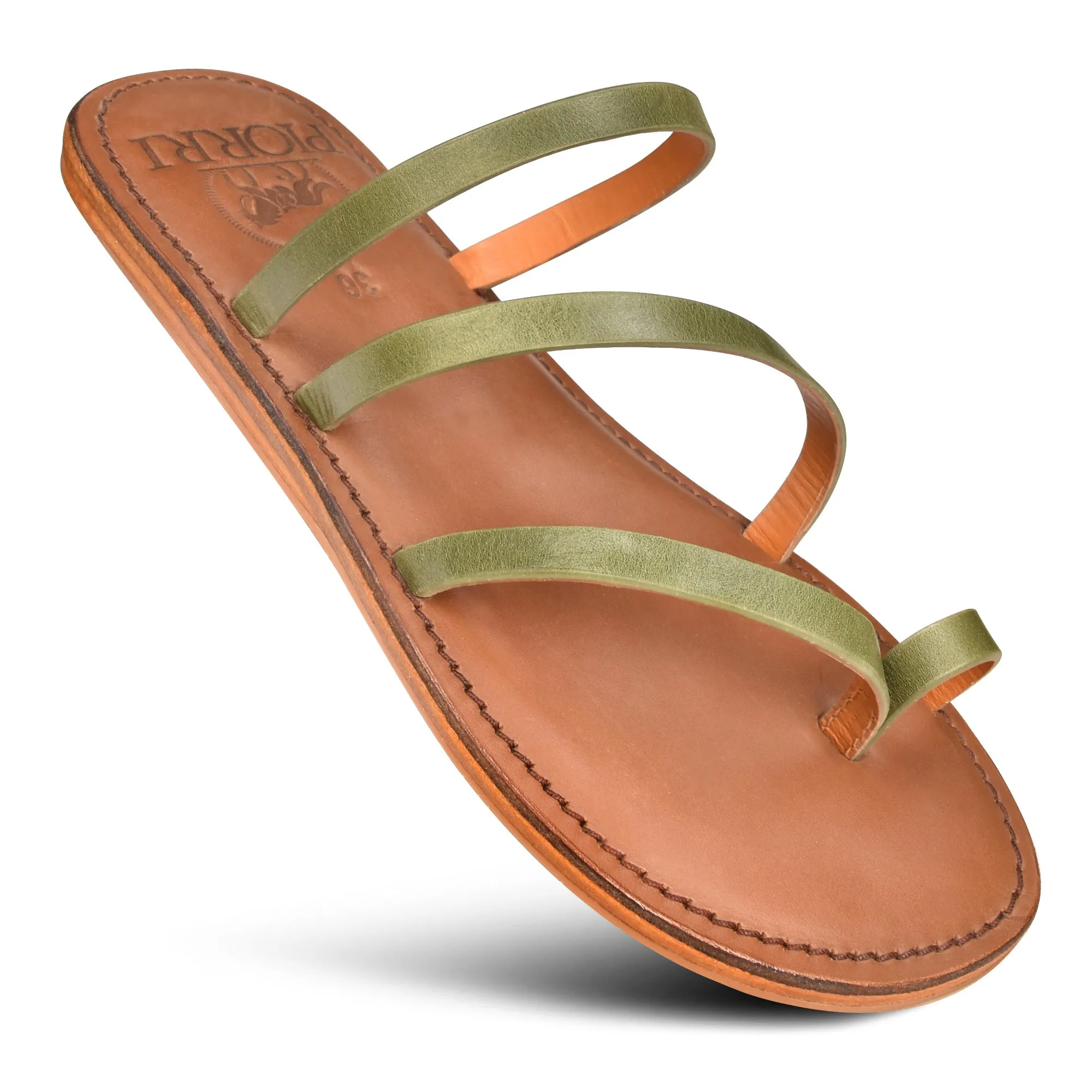 PIORRI by Aerothotic - Acacia Women’s Natural Leather Comfortable Strap Sandals - LK2108