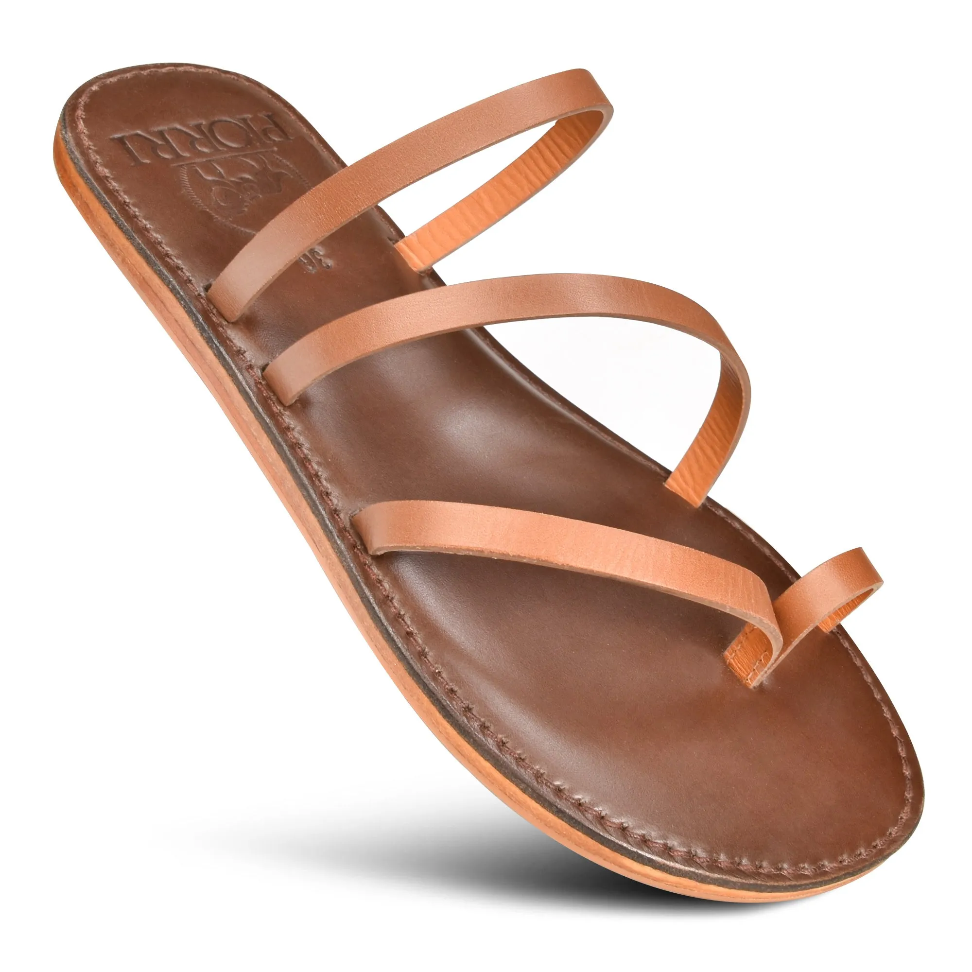 PIORRI by Aerothotic - Acacia Women’s Natural Leather Comfortable Strap Sandals - LK2108