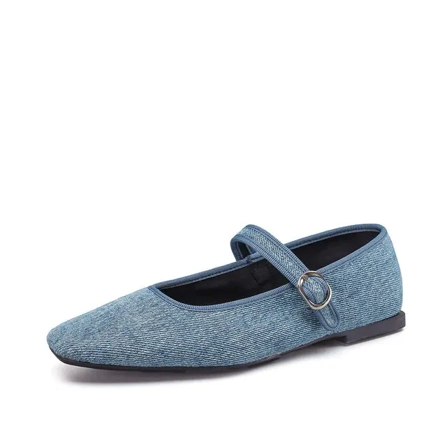 Smile Circle Velvet Mary Jane Ballet Flats