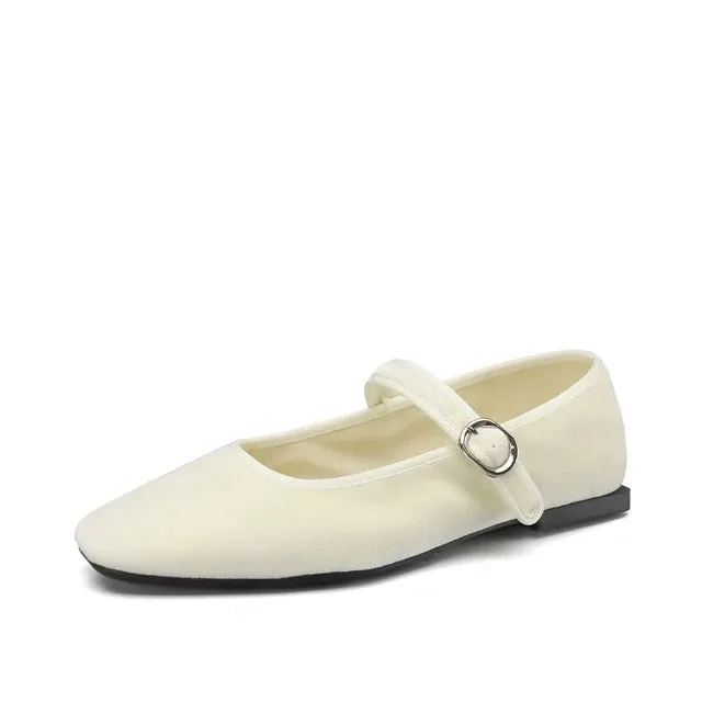 Smile Circle Velvet Mary Jane Ballet Flats