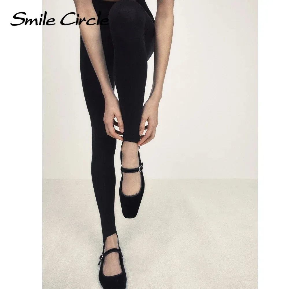 Smile Circle Velvet Mary Jane Ballet Flats