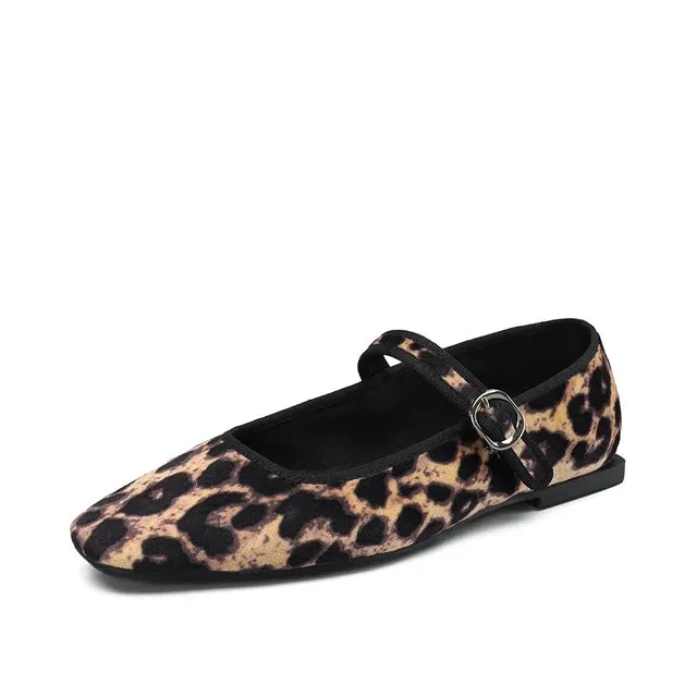 Smile Circle Velvet Mary Jane Ballet Flats