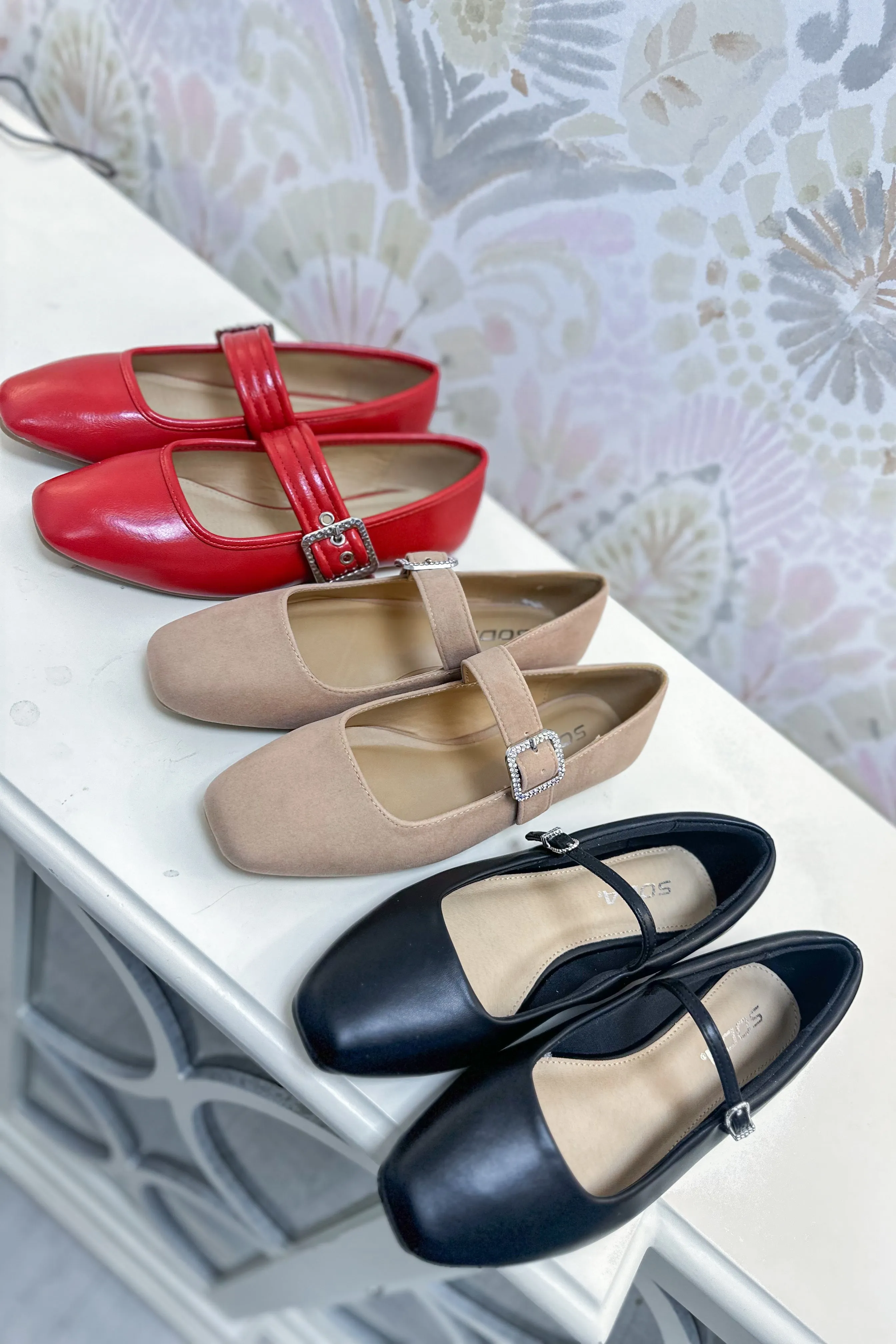 Soda Sparrow Mary Jane Buckle Strap Comfort Flats