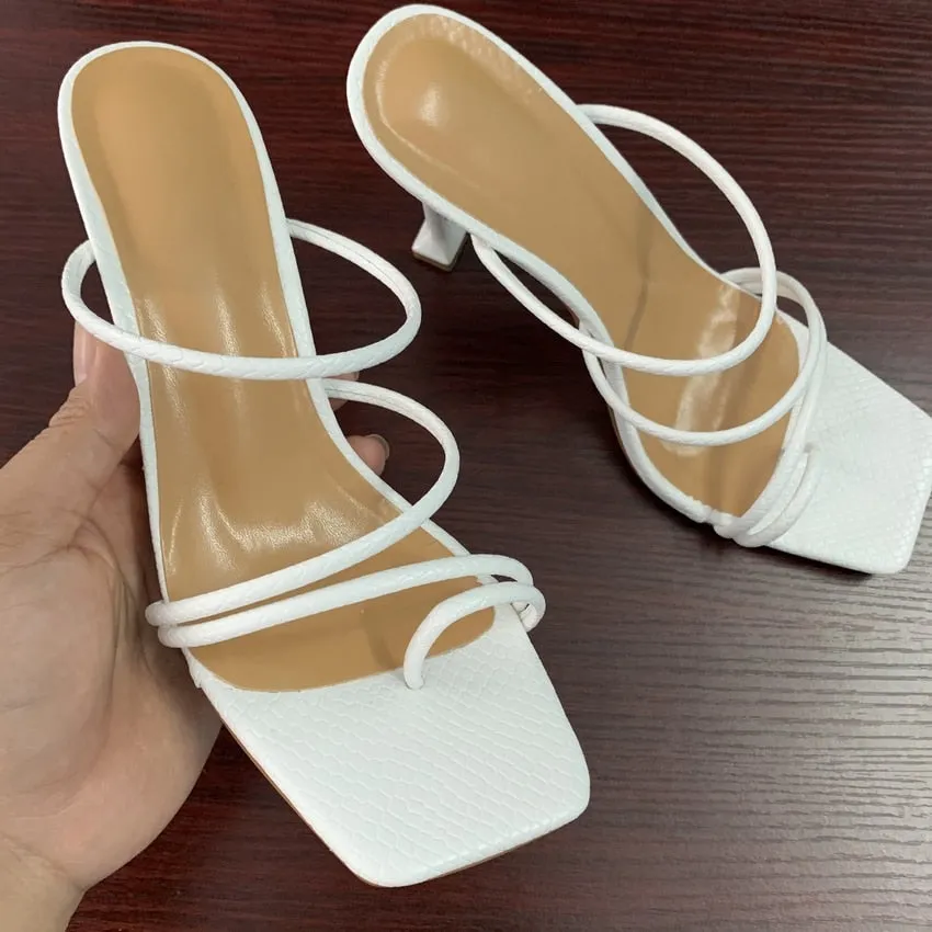 Strappy Square Toe High-Heel Sandals