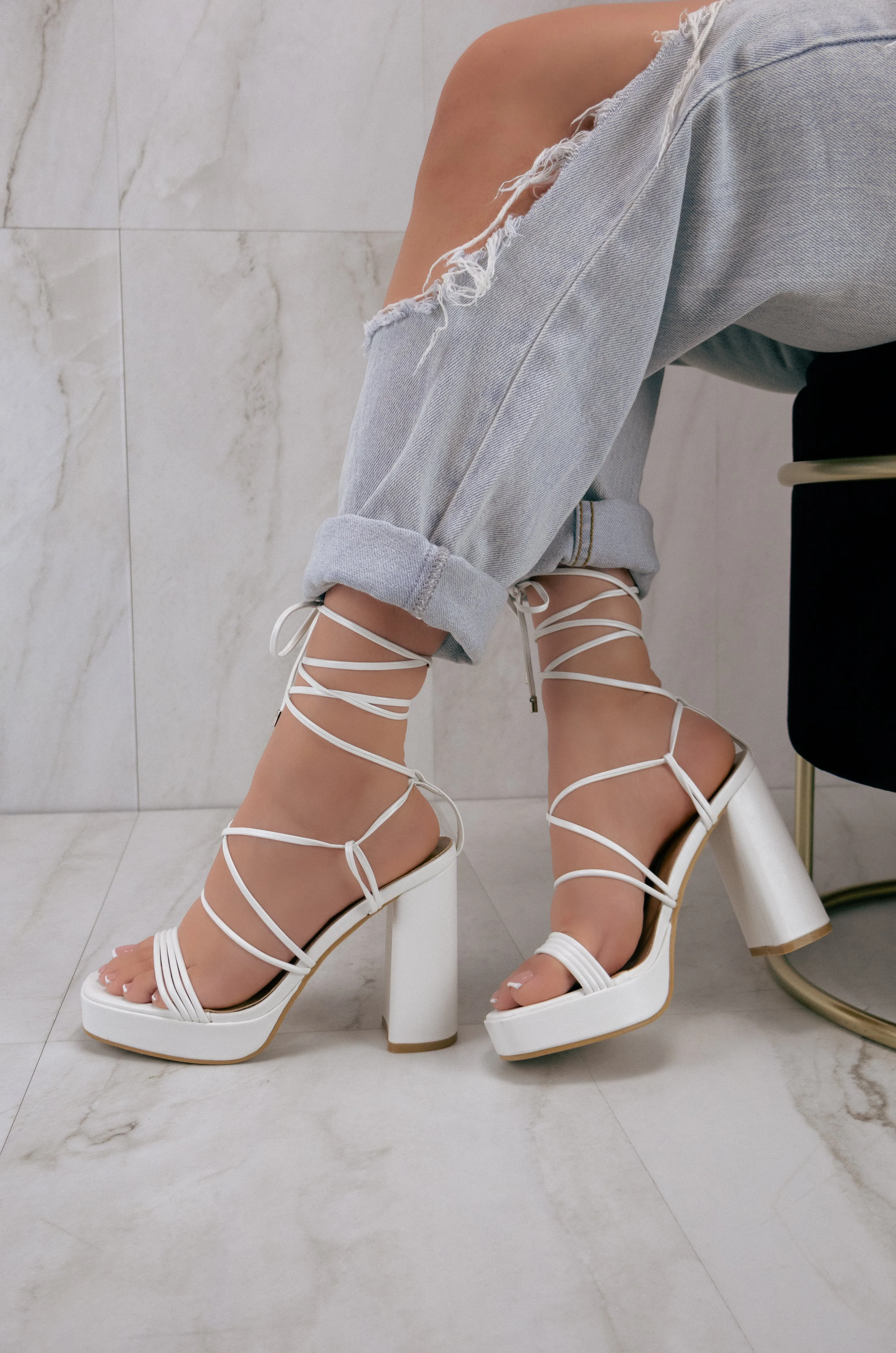 Veda - Lace Up Platform Heels