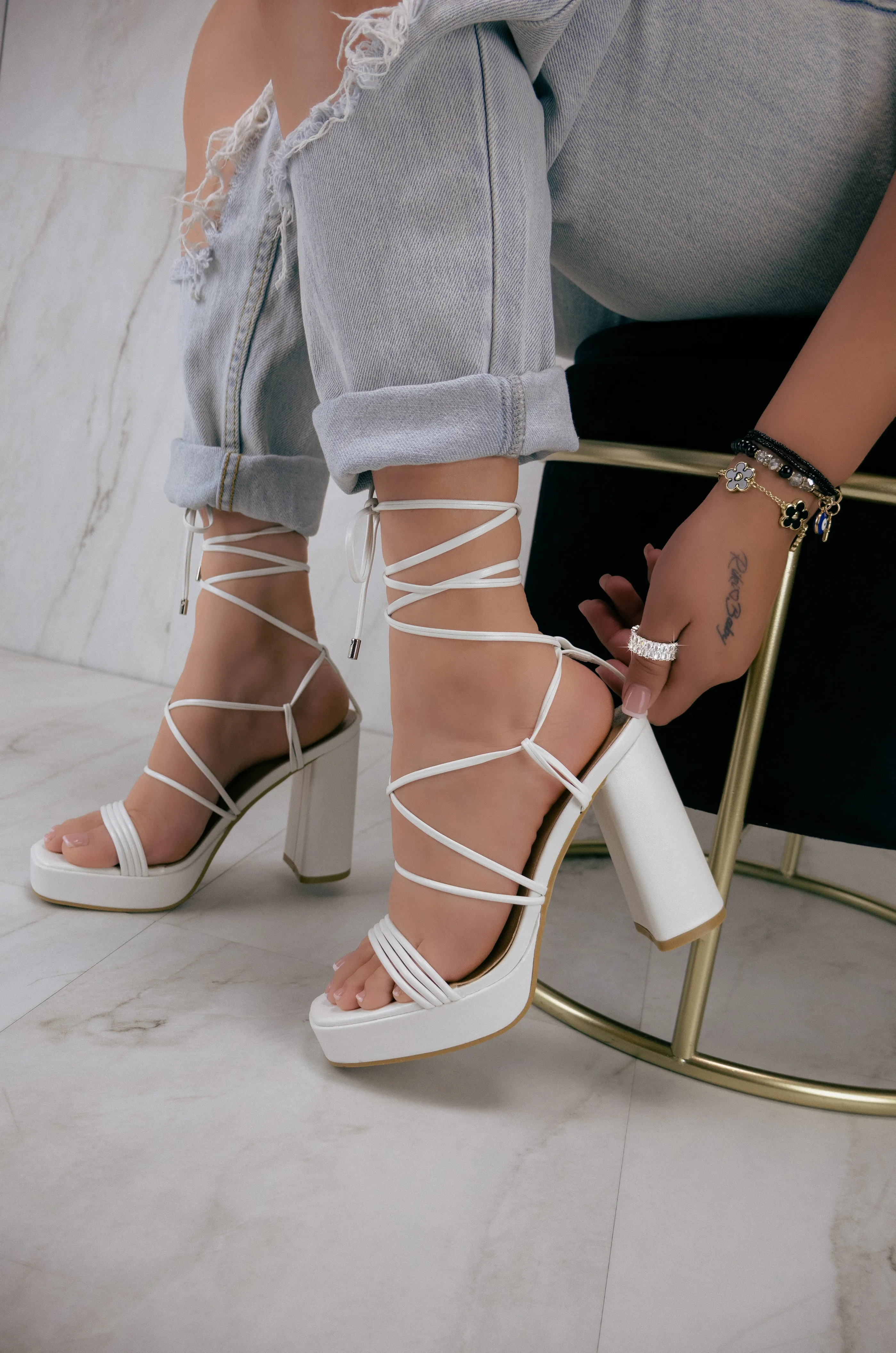 Veda - Lace Up Platform Heels