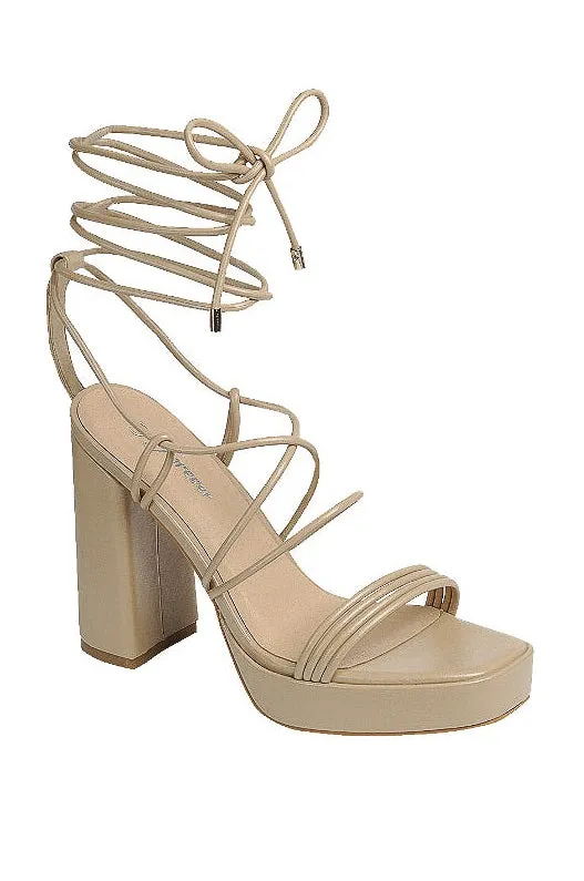 Veda - Lace Up Platform Heels